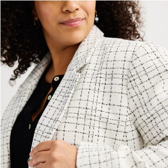 NWT Draper James Boucle White/silver Blazer 3X - Picture 5 of 8